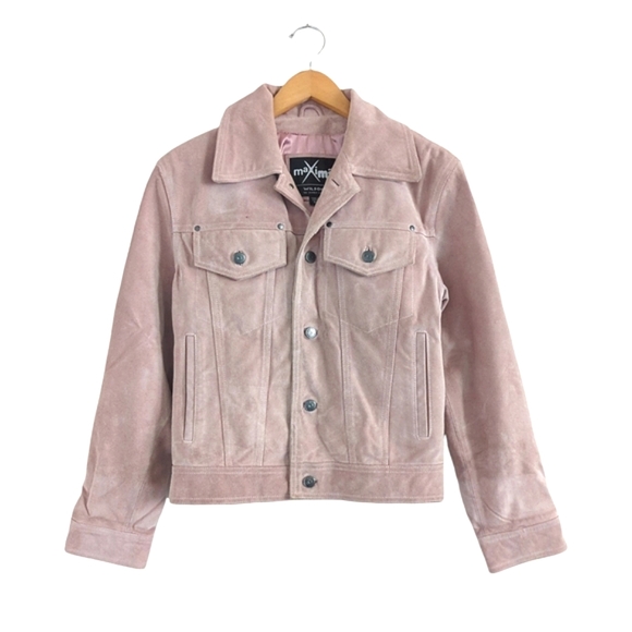 Wilsons Leather Jackets & Blazers - WILSON'S MAXIMA Vintage Pastel Pink Suede Leather Jacket Size Small